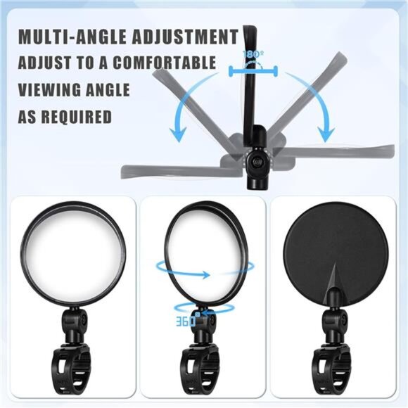 Bike Mirror, Bicycle Cycling Rear View Safe Mirrors, Adjustable Rotatable - Picture 6 of 7